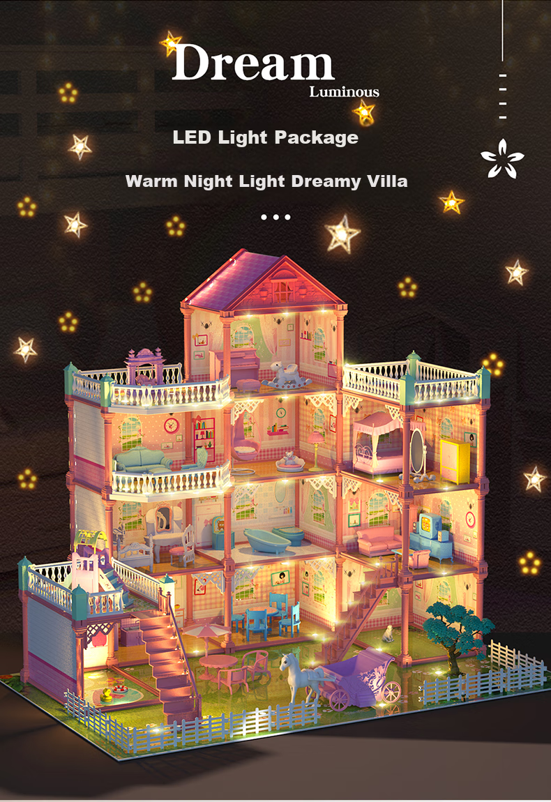 Guou Toy, Girls' Dollhouse, Dress-Up Playset, Princess Castle Gift Box, Children's Birthday Present 3