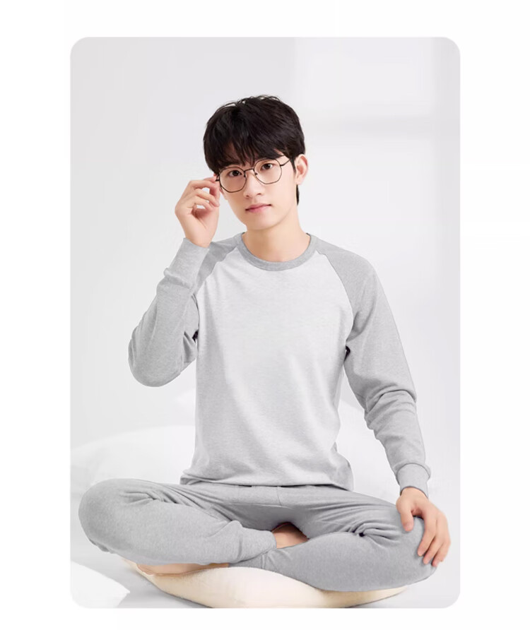 LangSha Boys' Cotton Thermal Underwear Set Autumn Winter Long Johns Youth Cotton Knitwear 2