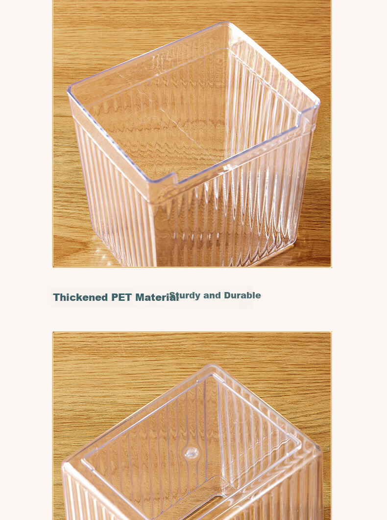 BJ Refrigerator Side Door Storage Box, Transparent, 3-Pack, Food Preservation Container, Freezer Interior Shelf Organizer, Storage Box, Food Preservation Tool 5