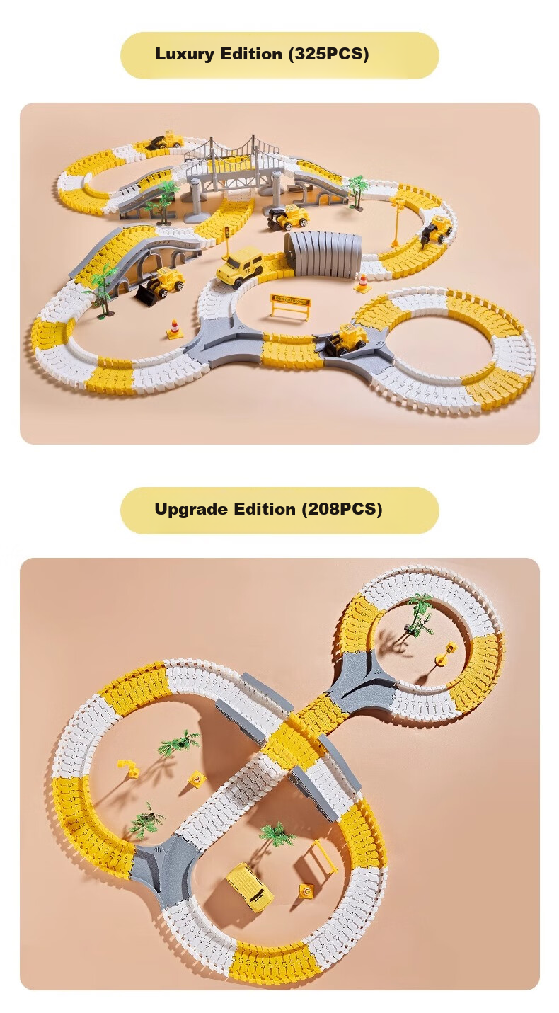 SHANGYUN Children's Transformable DIY Electric Track Car Toy, Adventure Game, Birthday Gift for Boys Aged 3-6 12