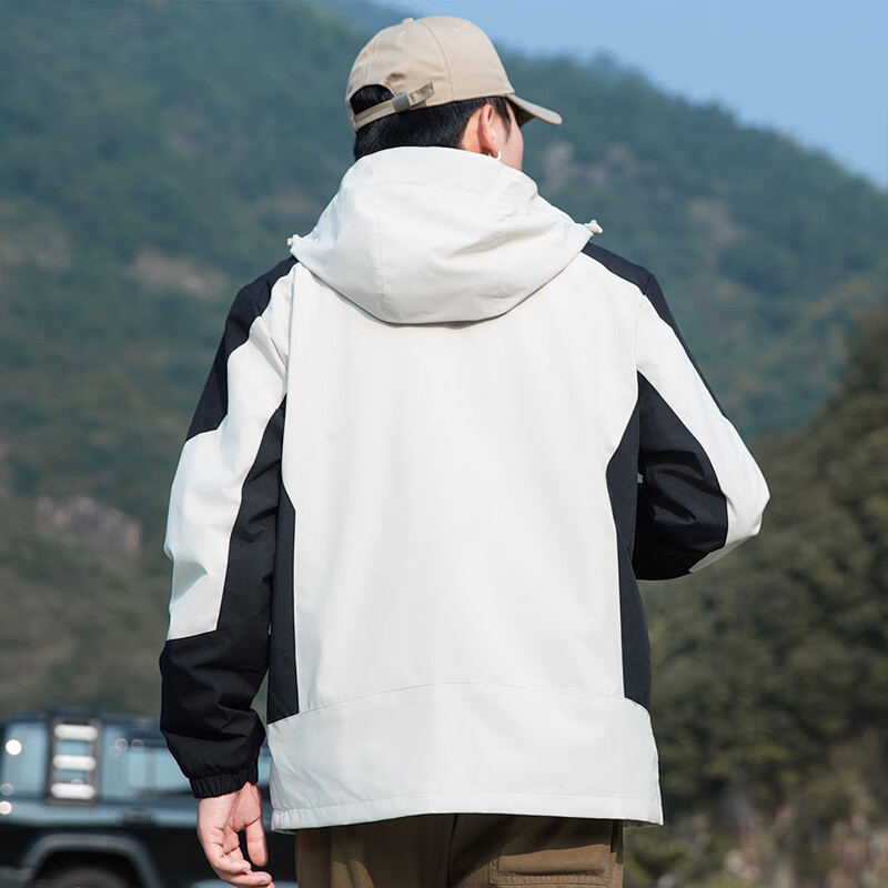Mianzhi 3XL Gray Black Men's 3-in-1 Windproof Outdoor Fleece Lined Softshell Jacket Hiking Coat