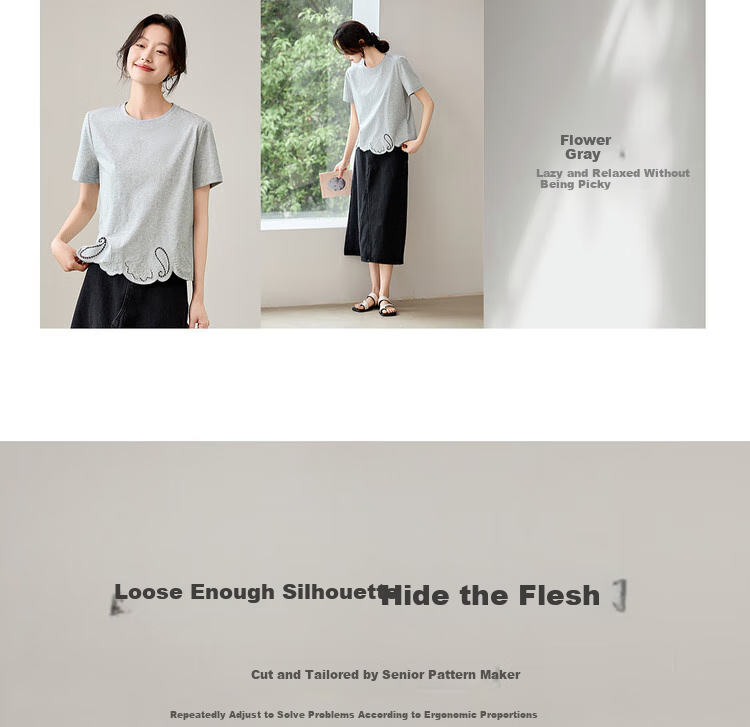 Sentubila Round Neck Hollow Embroidered Short Sleeve T-Shirt Women Summer Elegant Slim Fit Casual Designer Inner Top 7