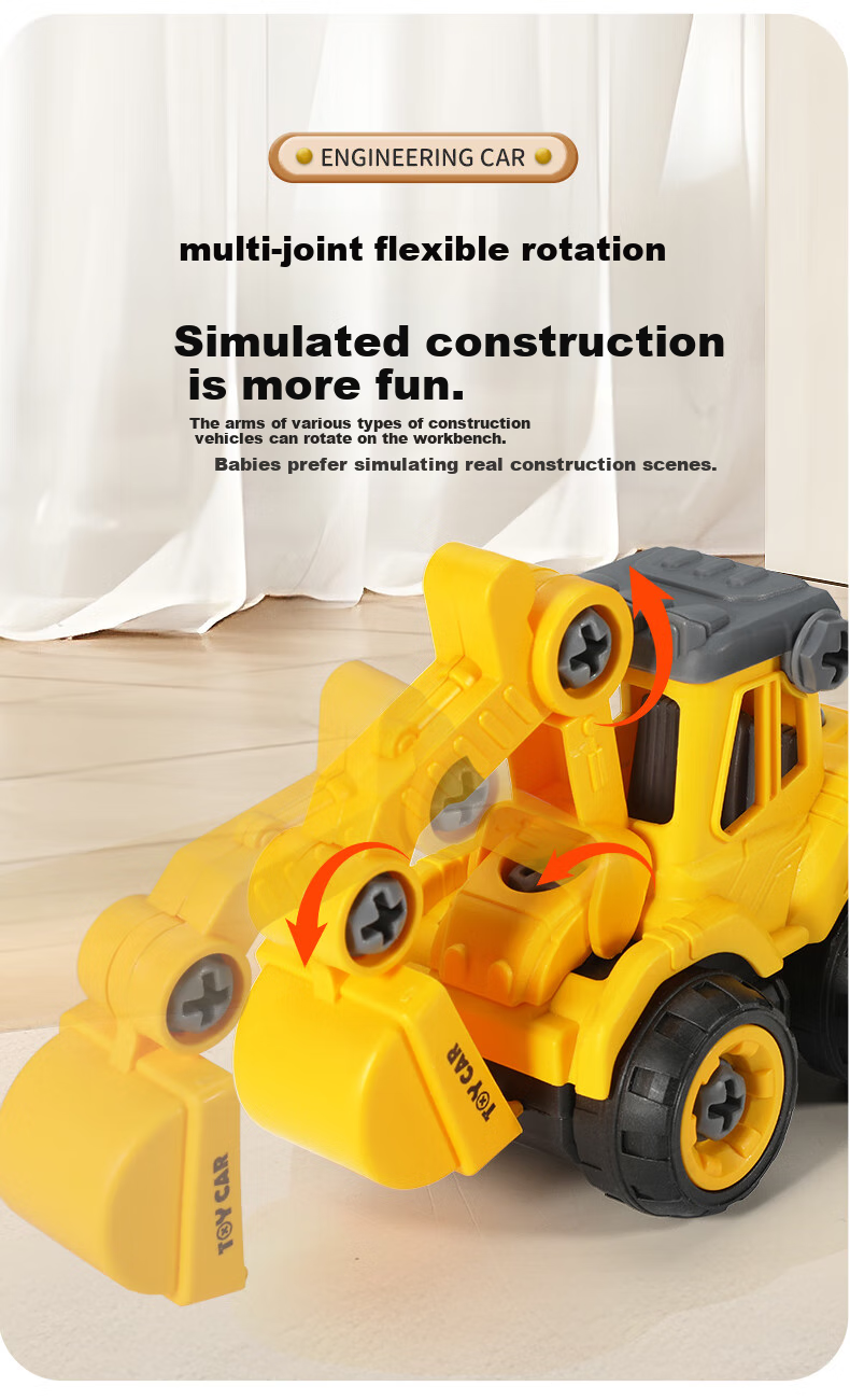 Anby Families Children's Excavator Toy Set for Boys And Girls Ages 3-6, Engineering DIY Inertia Car Model, Birthday Gift 6