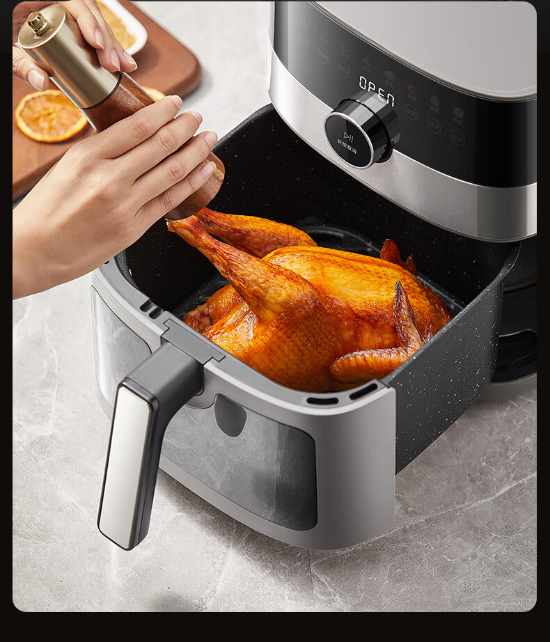 Midea Air Fryer, Yanbao Wang Cooking Machine, Home Use 6.5L Large Capacity No-Flip Multi-Function, Steam Tender Frying Visible Window Knob Control Roasting MF-KZC6584 4