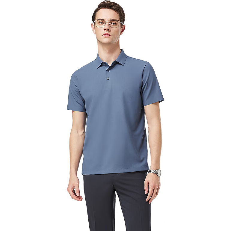 Youngor POLO Men's 2025 Summer Youth Business Casual Short Sleeve Polo Shirt Blue S