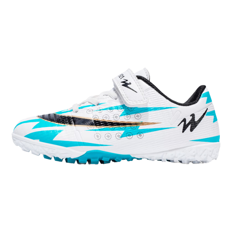 Shuangxing TF Studded Soccer Shoes for Kids, Non-Slip and Wear-Resistant, Upgraded Summer Training and Match Sneakers, White Moon, Size 38