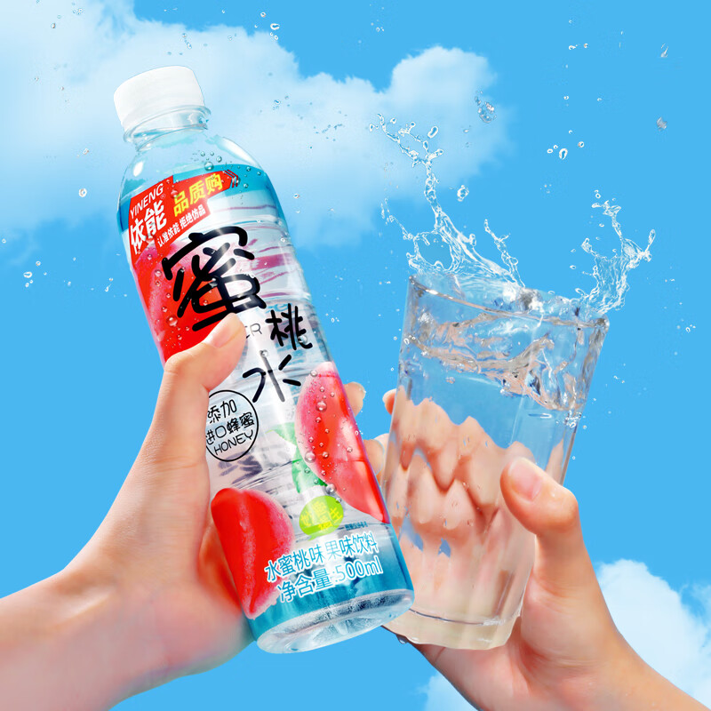 依能 蜜桃水 添加蜂蜜 蜜桃味饮料 500ml*24瓶 塑膜量贩装