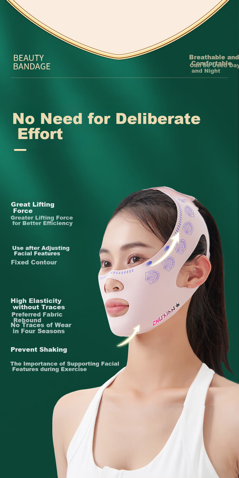 Chuxian Face Mask Lifting and Firming Magic Sculpting Headgear Double Chin Nasolabial Fold Facial Bandage Sleep Face Sculpting V-Line Mask 20