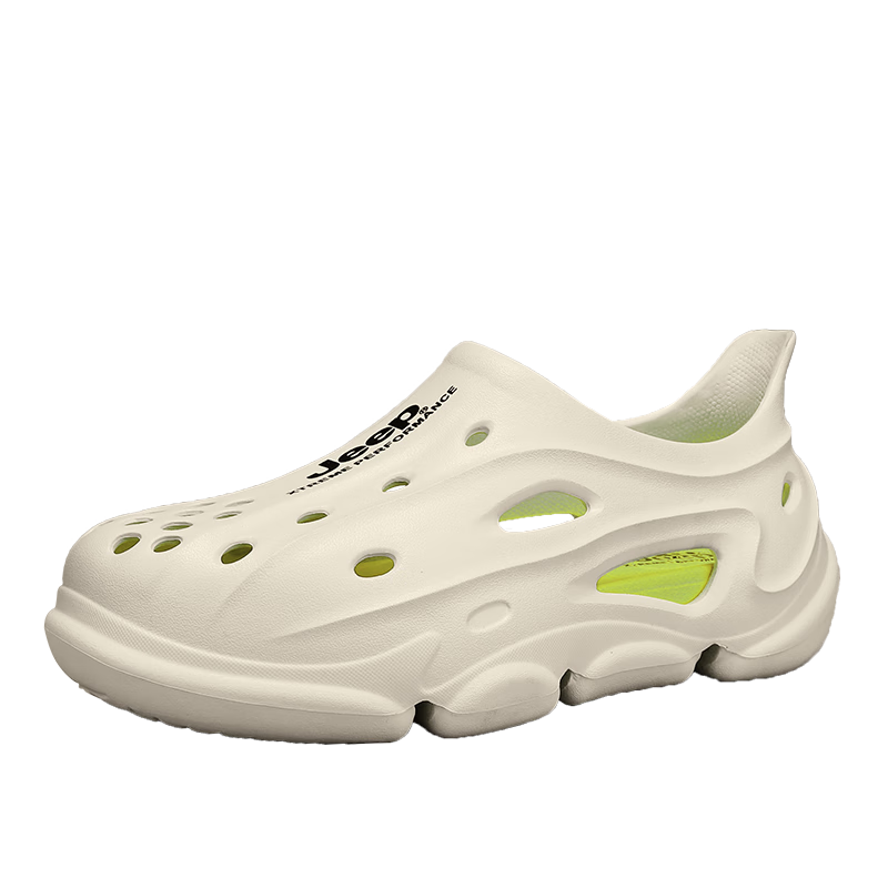 Jeep Unisex Casual Hole Shoes Couple Sports Outdoor Driving Shoes Light Green Size 41