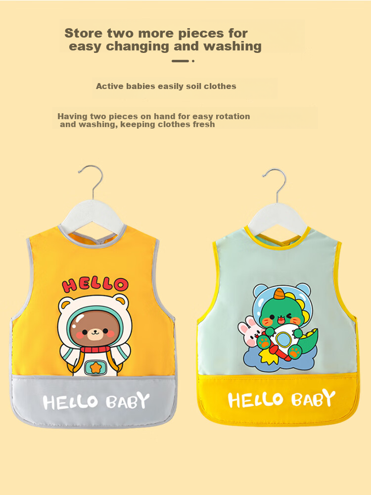 9I9 Baby Smock, Sleeveless Summer Waterproof And Stain-Resistant Bib, Infant Apron, 2-Piece Set A61 2
