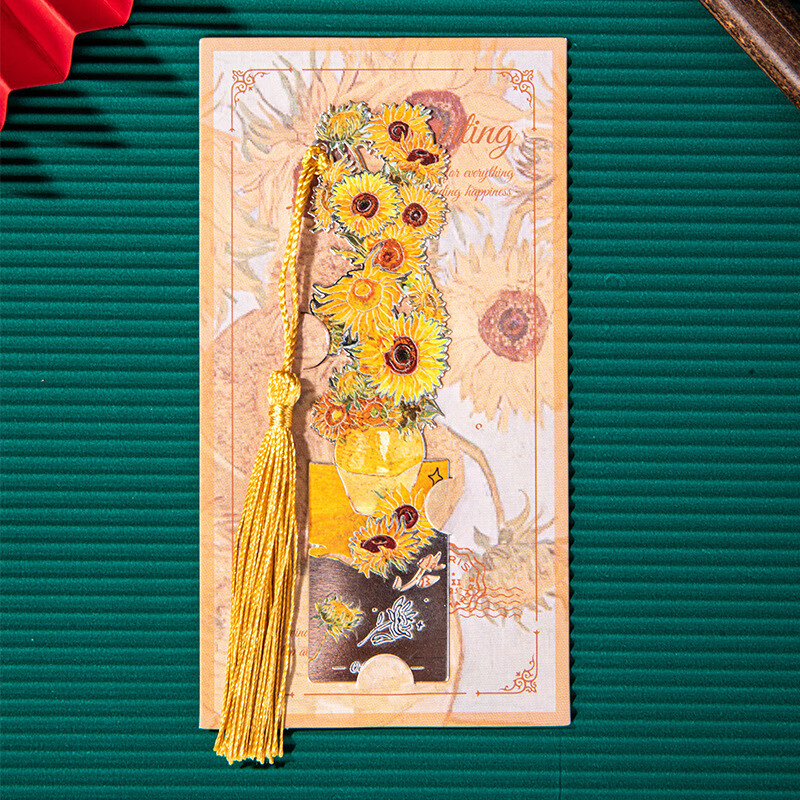 Tianshun Vintage Oil Painting Bookmark High-End Exquisite Metal Van Gogh Bookmark Classical Creative Aesthetic Birthday Gift for Girls Cultural and Creative Student School Opening Reward Simple Packag