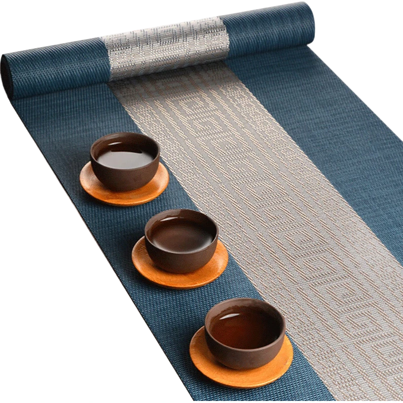 AVIVI Table Runner, Chinese Style Tea Table, Waterproof Tablecloth, Long Tea Table Pad, Tea Tray Cloth, Cup Coaster, Table Mat, Placemat, 30*240, Blue Zha