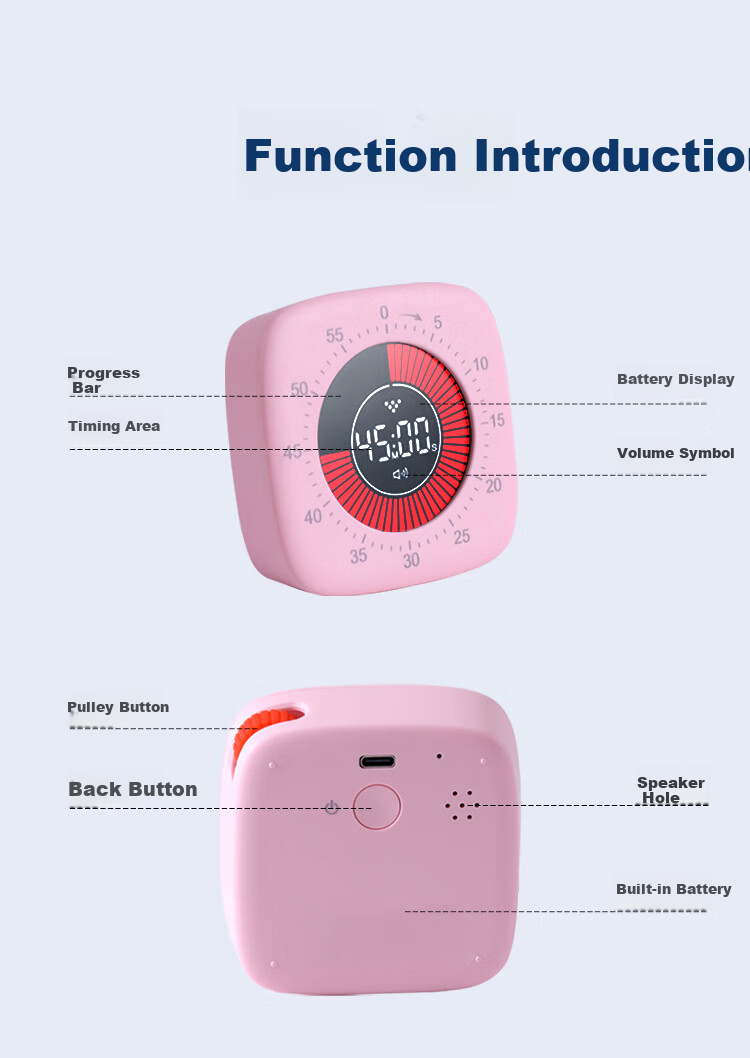 Beianxing Kitchen Timer, Yoga Timer, Visual Timer, Electronic Timer, Self-Discipline Device, Alarm Clock, Rechargeable Countdown Reminder, Student-Specific Gift 12