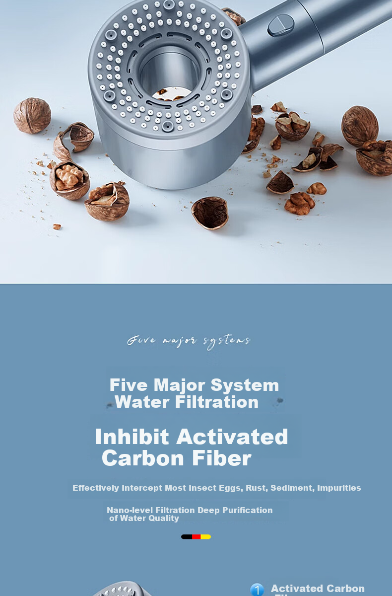 HOMK [Germany] Pressurized Shower Head Filter Set, Bathroom Shower Head Two-Piece Set Y998 11
