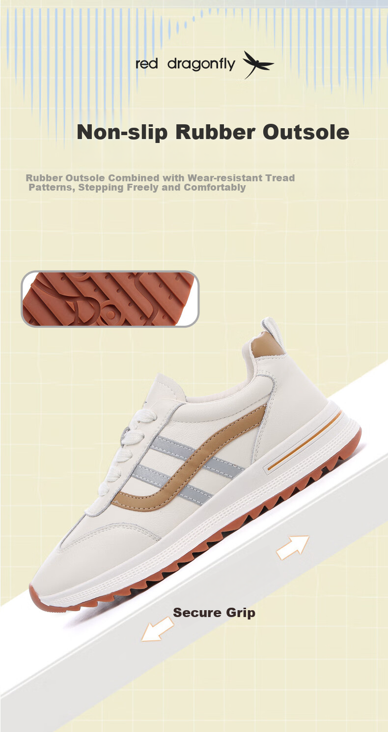 RED DRAGONFLY Casual Shoes for Women, White Sneakers, Mesh Women's Shoes, Sports Shoes for Women, Trendy Instagram-Style Training Shoes C0TTN06172L Apricot Color Size 35 14