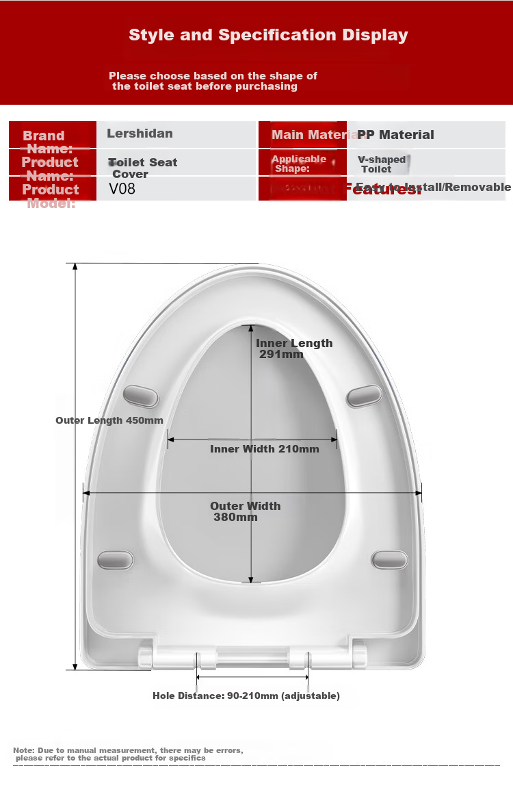 Larsd Toilet Seat, Universal V-Shaped Thickened Toilet Cover Accessory, Old-Style Quick-Release Toilet Ring, Toilet Seat Cover V08 1