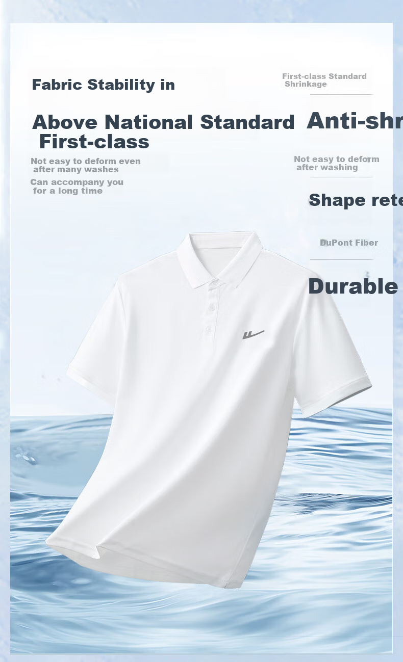 Huili Short-Sleeve T-Shirt for Men, Summer Breathable Polo Shirt with Collar, Solid Color Ice Silk Quick-Dry Sports Casual Top for Me 2