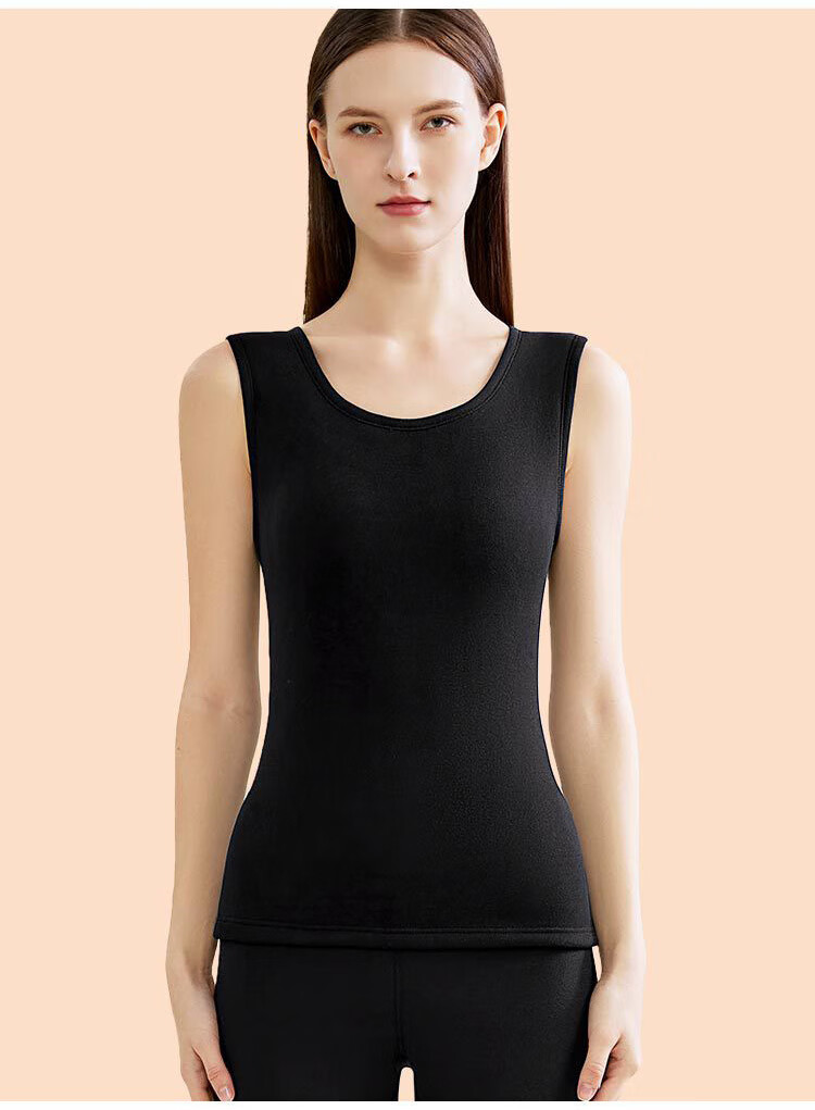 GRACEWELL Women's Thermal Vest with Wool and Silk, Fleece-Lined Thickened Autumn Innerwear, Patch Design, Base Layer Tank Top 2