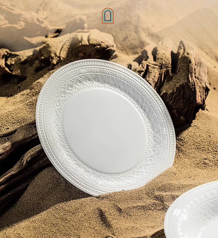 Luowei × Dunhuang Creative Collaboration Bone China Dinnerware Set with Underglaze Colored Bowls, Home Use Jingdezhen Round Perfect Auspicious 28-Piece Set 2