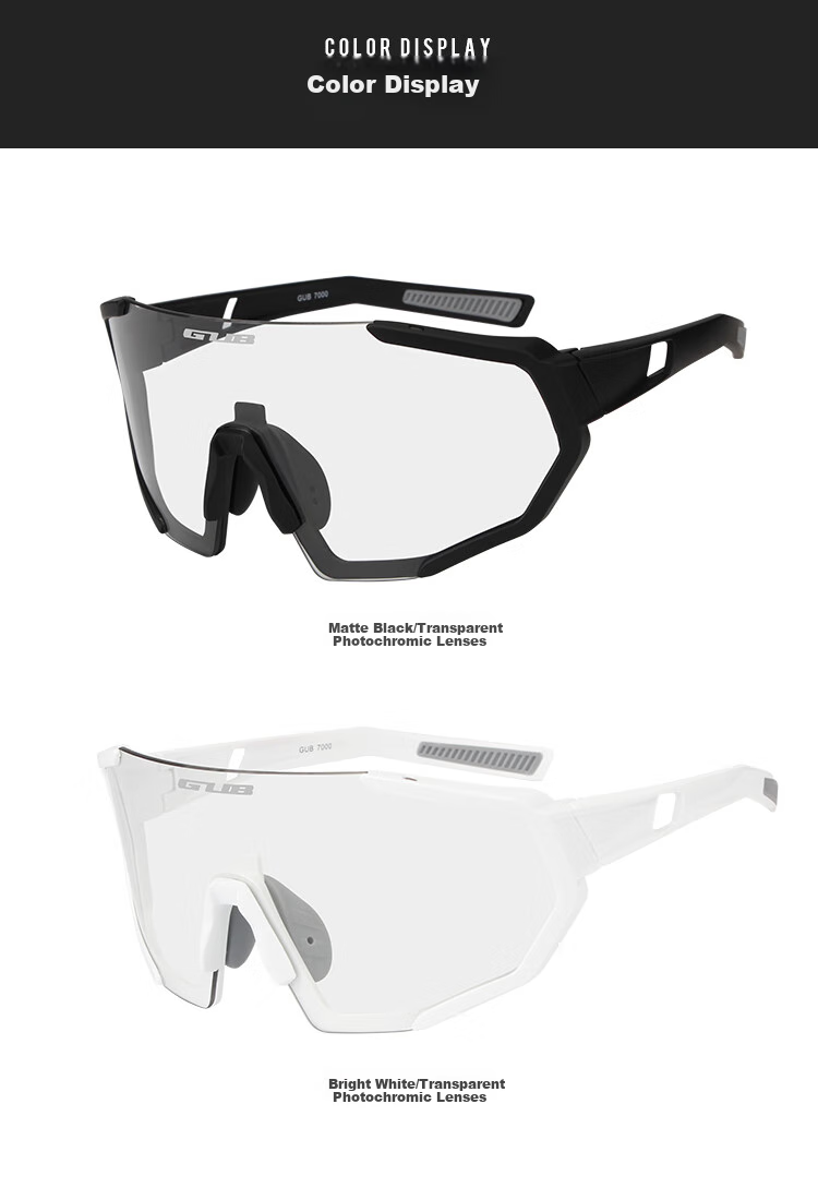 GUB 7000 Cycling Glasses, Photochromic Day And Night Use, for Men And Women, Outdoor Sports Protective Eyewear, Road Bike, Myopia, Windproof And Sand-Proof 10