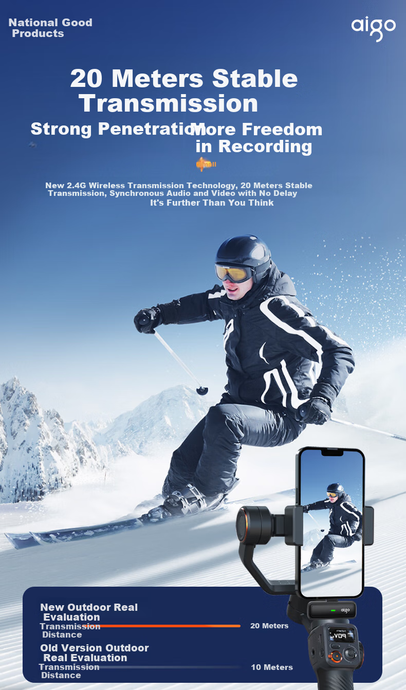 Aigo S16 Wireless Microphone, Clip-On Microphone with Two Mics, Small Bee Vlog Interview Outdoor Live Streaming Special Equipment, Mobile Phone Audio Microphone, Compatible with Apple And Android 7