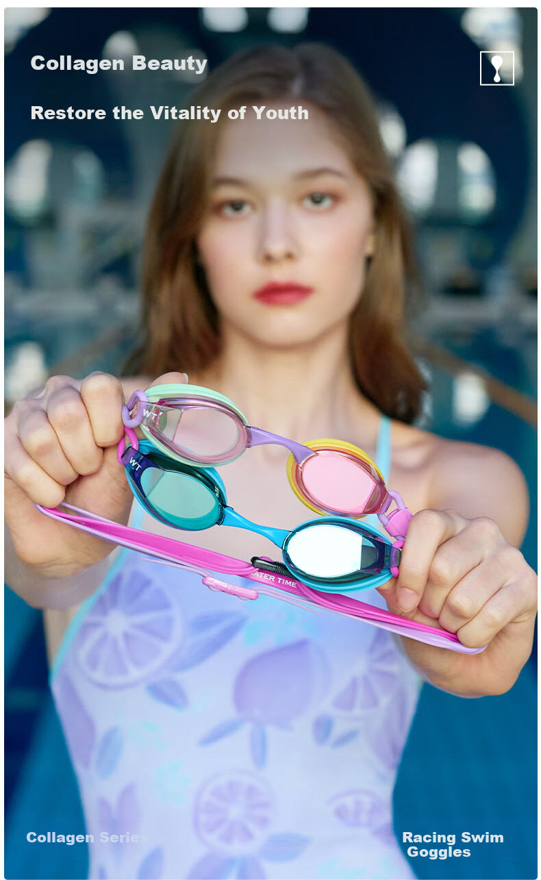 WATERTIME / Shuichuan Swimming Goggles, Anti-Fog Coated Lenses, Professional Waterproof Swim Glasses for Adult Men And Women, Pengpai Blue 1