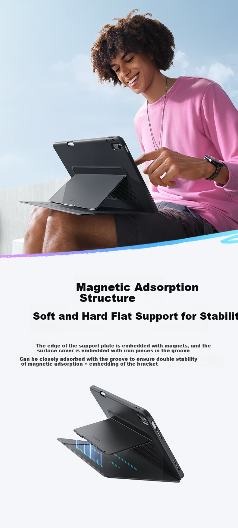 ESR Case for IPad Air 8/7/6/5/4, 11-Inch 2026/25 [Dual-Use Landscape And Portrait, Multi-Angle] M4/3 Apple Tablet 10.9 Full Protection Shockproof Black 4