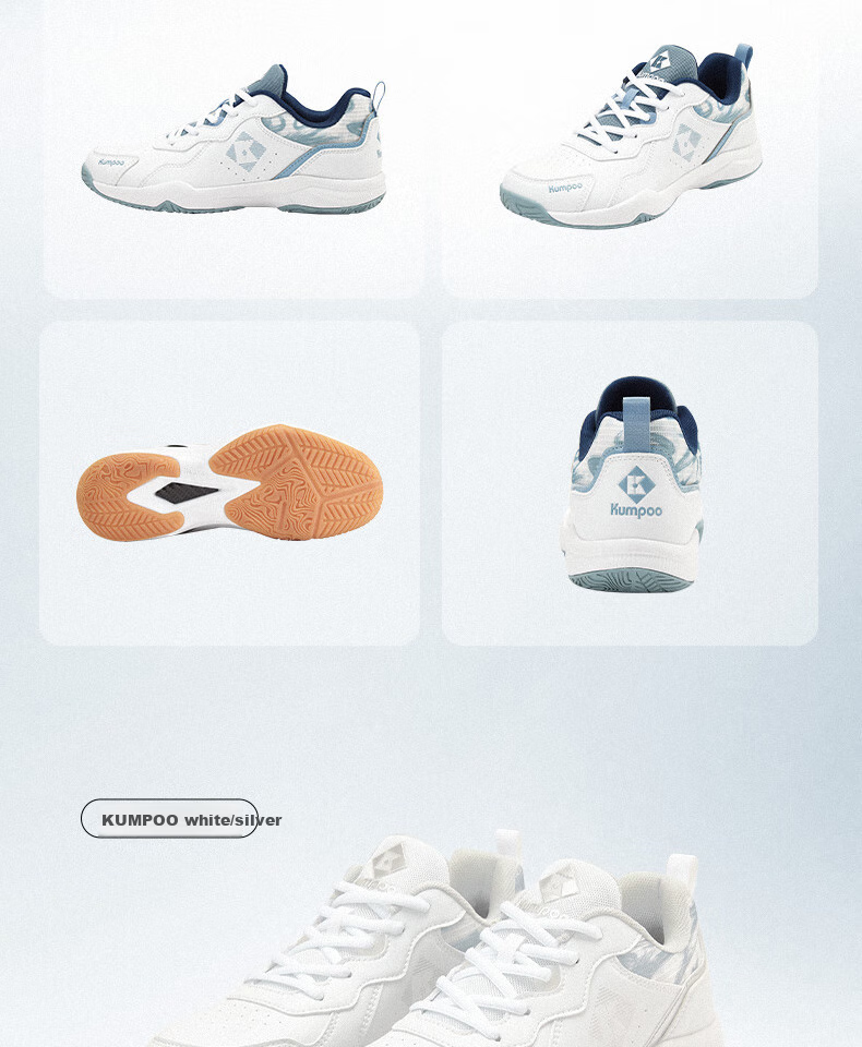 KUMPOO 2025 New Badminton Shoes Luying D21 Breathable Non-Slip Wear-Resistant Xunfeng Professional Sports Shoes White/Purple Size 36 7