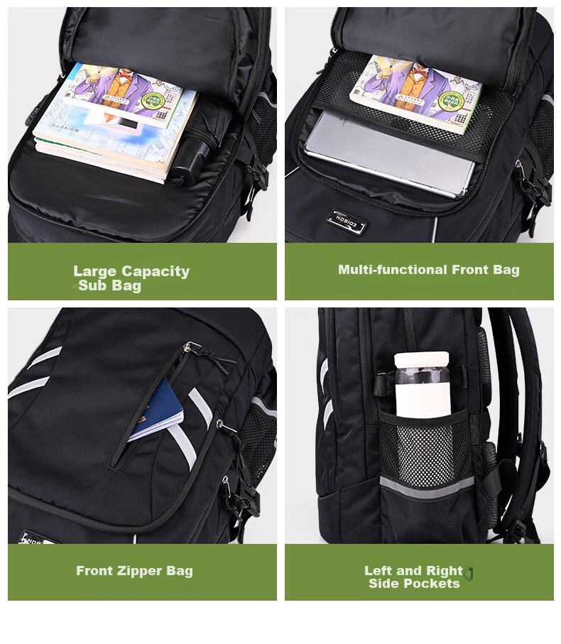 Edison Middle School Student Backpack for Boys, Spine Protection, Weight Reduction, Anti-Drop, Water-Resistant, Large Capacity, Reflective Backpack 2509-1 14