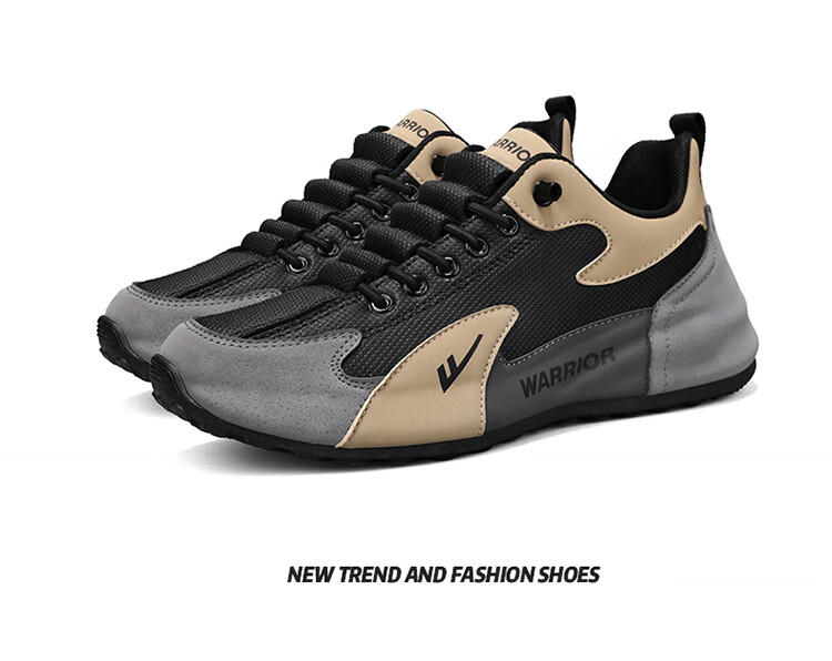 Warrior Men's Summer Casual Slip-On Breathable Sports Sneakers Black/Grey/Khaki Size 39 17