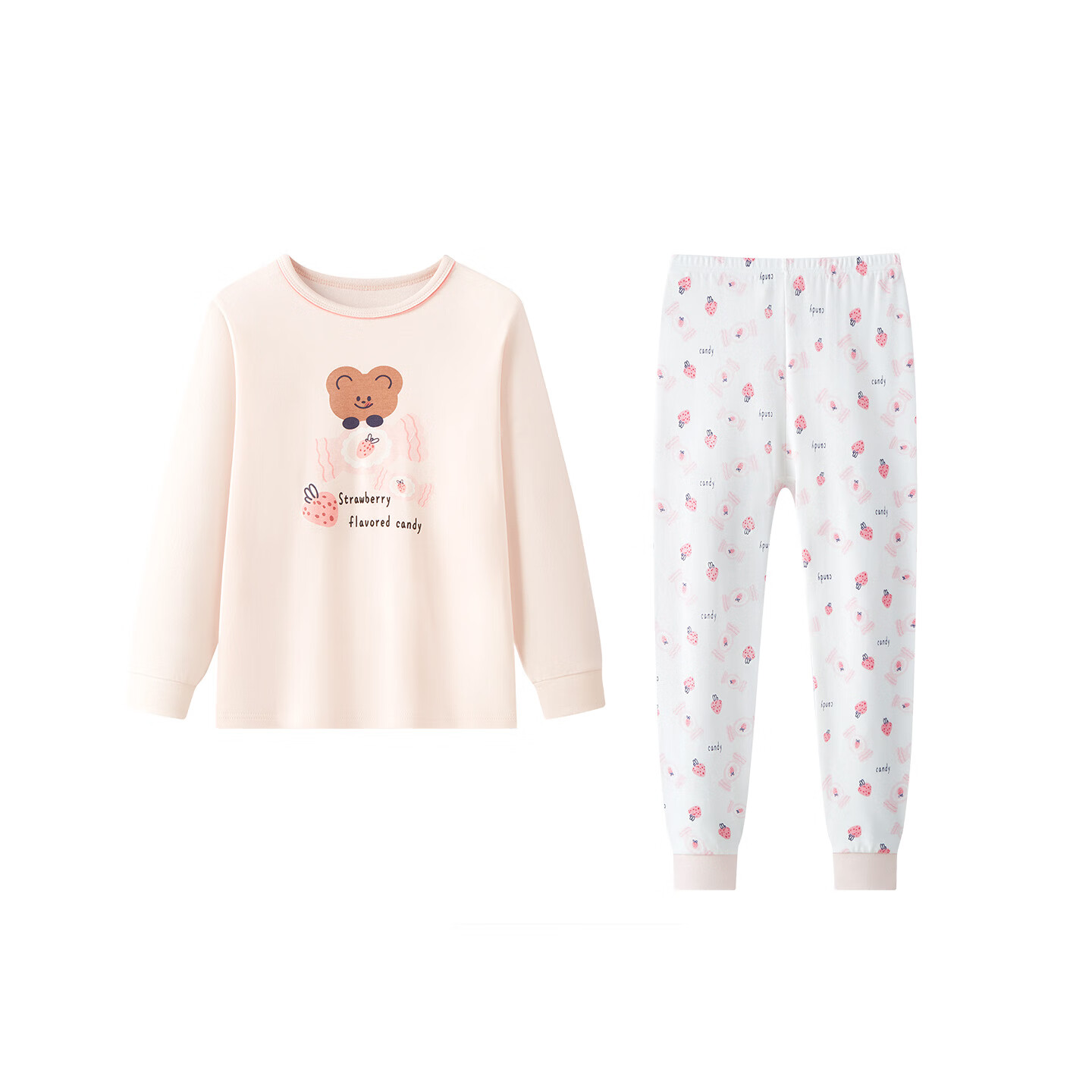 DEESHA Girls' Pure Cotton Round Neck Thermal Underwear Set, 7A Antibacterial, 40S Tight Spun, Autumn Top and Bottom for Older Children