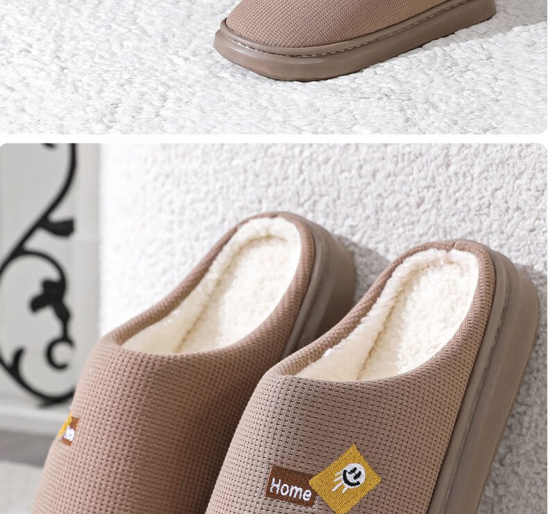 Huamei Jianbu Solid Color Half-Cover Cotton Slippers Unisex Warm Fleece Indoor Outdoor Cotton Slippers HM2506 Red Size 38-39 22