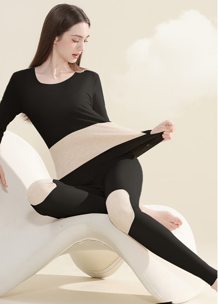 LangSha Women's Thermal Underwear Seamless Customizable Double-Sided Fleece Wool Silk Patch Autumn Top and Bottom Set 4