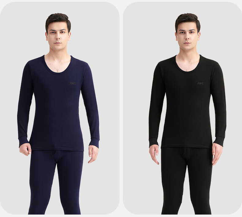 JEEP Men's Thermal Underwear Set [Pure Cotton + 7A Antibacterial] Autumn Long Johns Cold-Resistant Antibacterial Mite-Resistant Lightweight Set 20