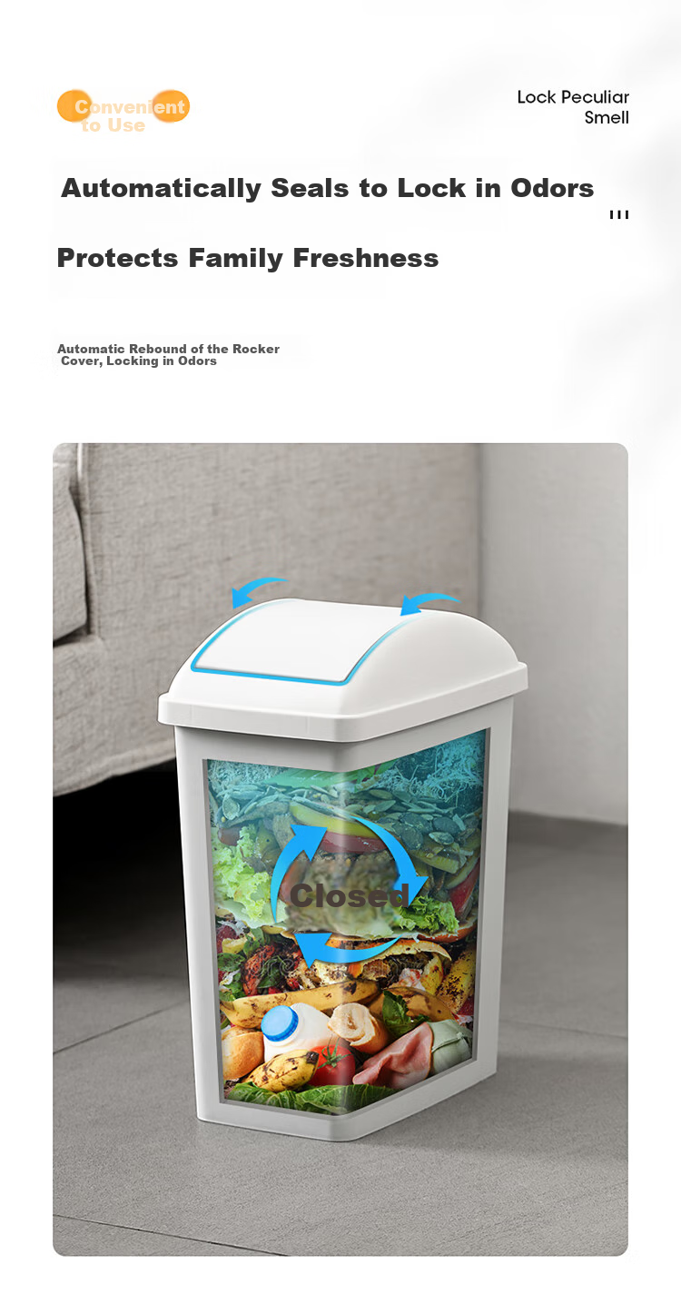 MARYYA Lidless Trash Can, 12L Large Square White, for Home Bathroom Living Room Dorm Office, Narrow Gap Garbage Bi 4