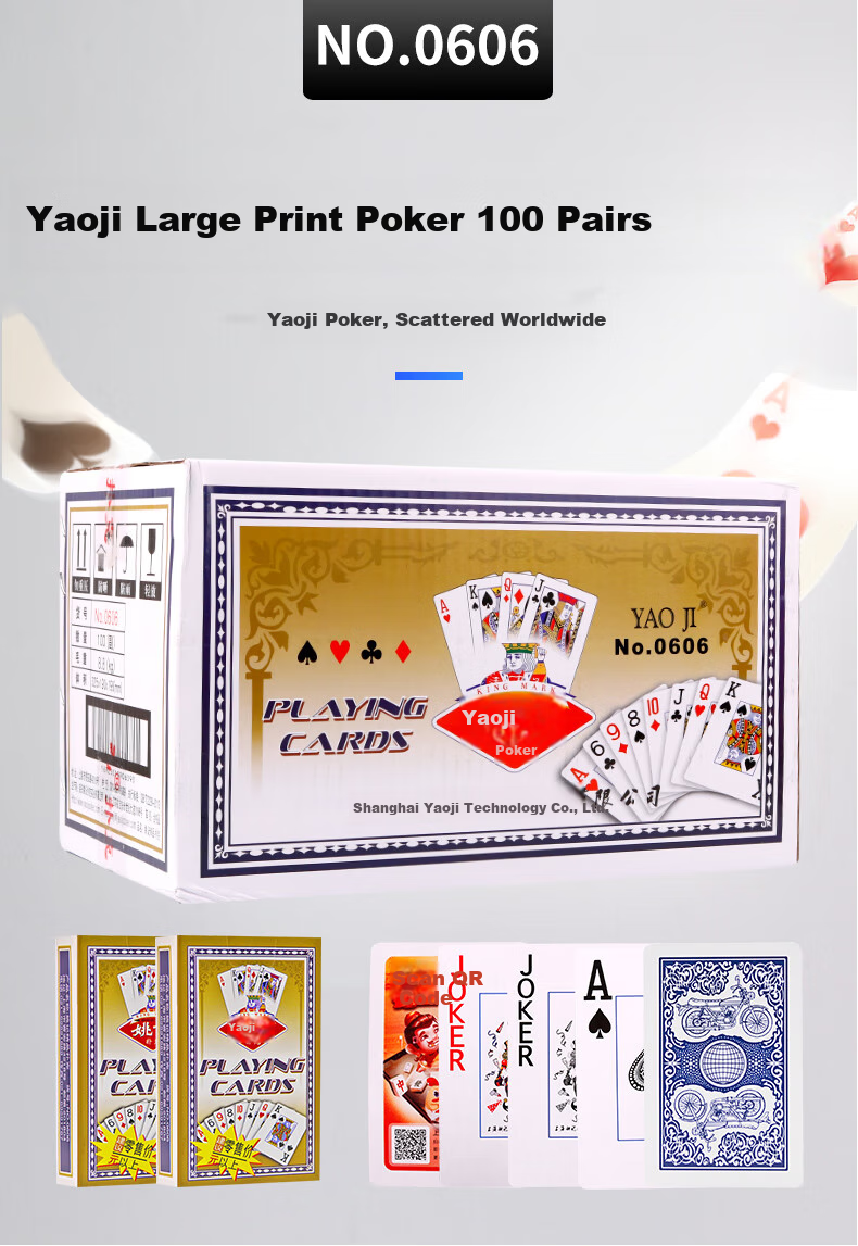 Yaoji Playing Cards Durable Texas Hold'em Guandan Doudizhu Poker Cards 0606 Large Print Full Box of 100 Decks 1