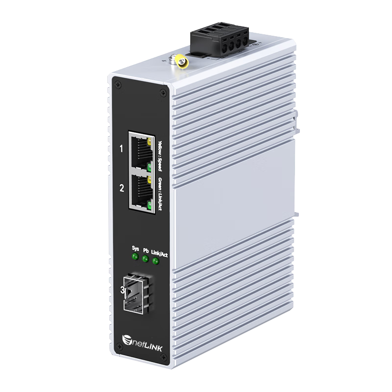 NetLINK Industrial Fiber Optic Transceiver Gigabit 1 Fiber 2 Electrical Optical Converter DIN Rail Industrial Switch HTB-6000-15S-1GX2GT-SFP
