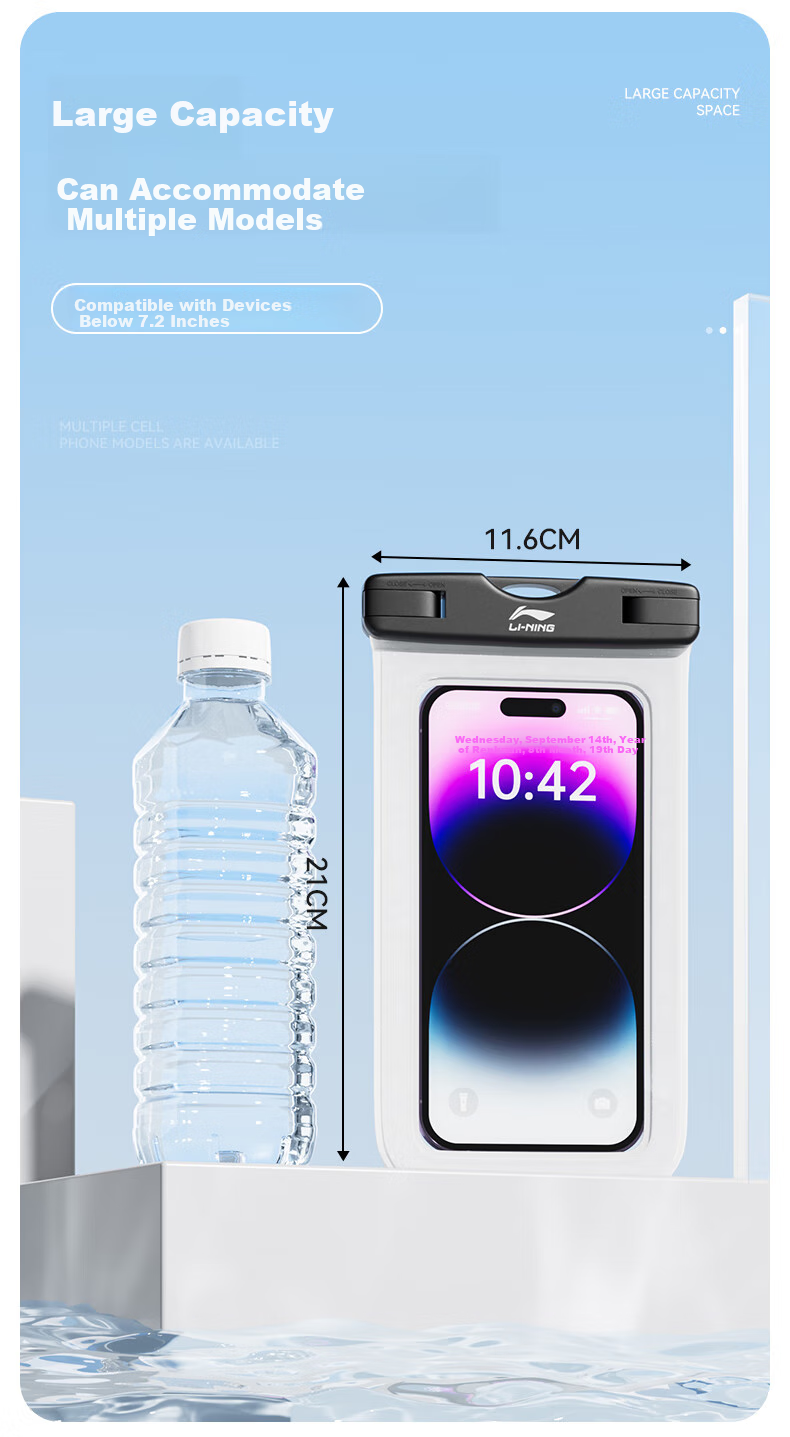 LI-NING Waterproof Touchscreen Phone Pouch Swimming Dustproof Protective Case Underwater Shooting Tool 7161 Black 7