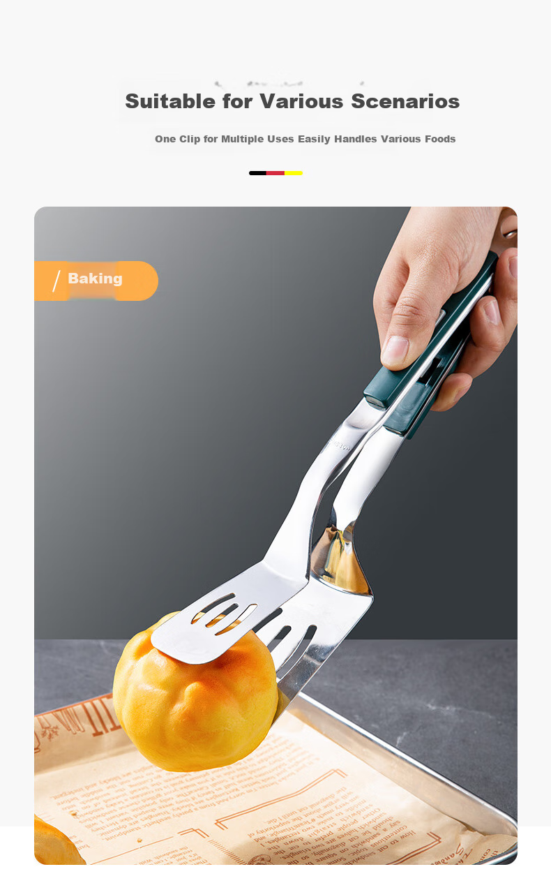 Newair 304 Stainless Steel Tongs, Food Clamps for Steak, Fish Spatula, Meat Tongs for Barbecue, Kitchen Heat-Resistant Food Clamps 7