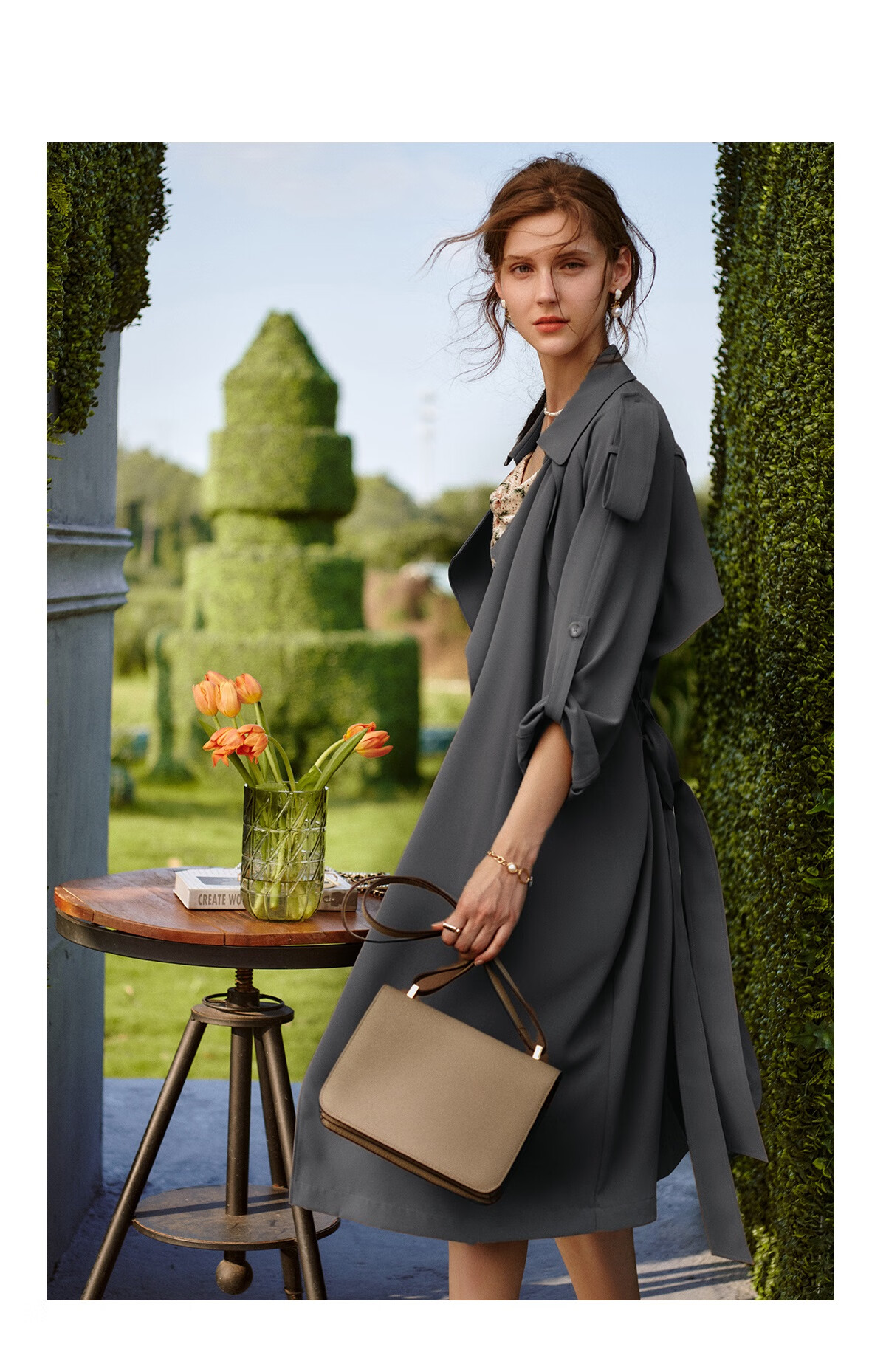 Olrain Eurielle French Style Trench Coat Autumn Women's Commuting Mid-Length Coat Coffee Color (Second Batch) S 23