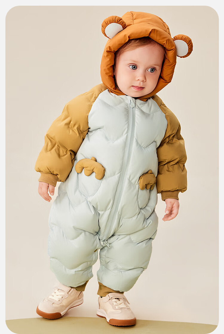 Minibala Bala Waterproof Down Jumpsuit Baby Clothes Bear Romper Boys Girls Thickened Down Onesie 5