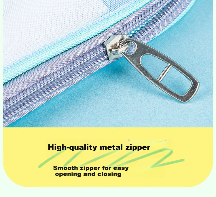 GuangBo L-Shaped Transparent Mesh Tutoring Bag, Subject Bag, Three-Layer A4 File Folder, Student Exam Paper Storage Zipper Bag, Stationery Bag, A08010 11