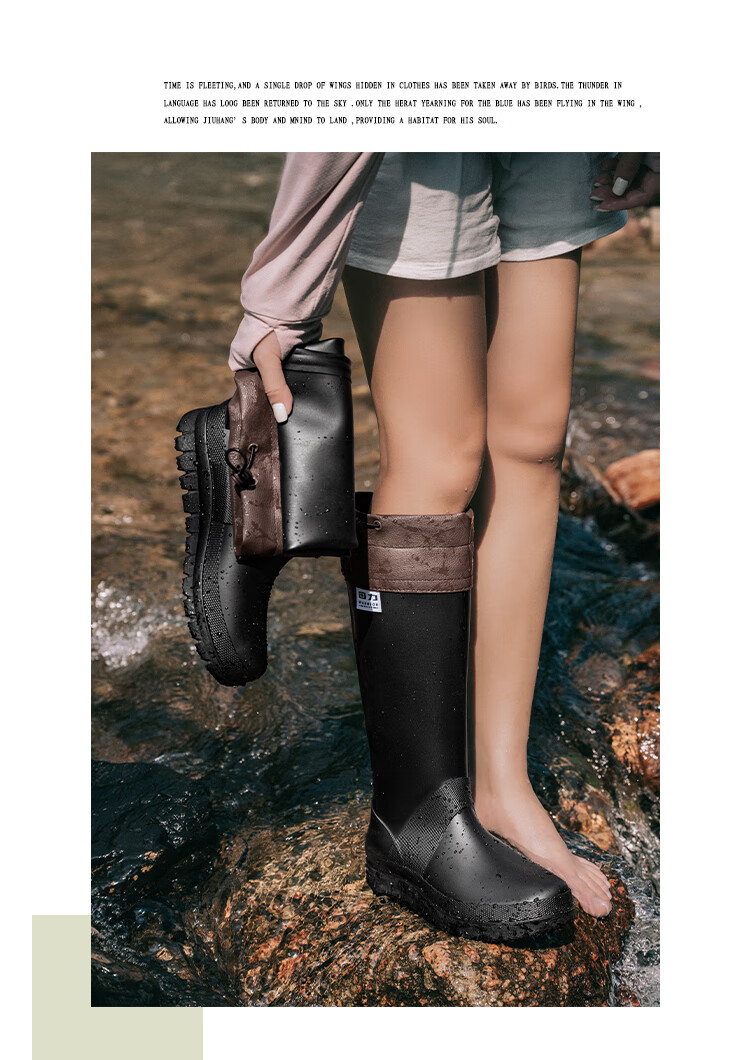 Warrior Unisex Waterproof Non-Slip Outdoor Hiking Rain Boots Foldable Durable Rain Shoe Covers 1003 Black Size 40 18