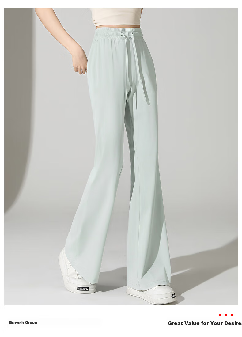 Baleno Ice Silk Micro-Flared Sun Protection Pants for Women, 2026 Summer New Trendy Fashion Casual Versatile Simple Fresh Trousers 8