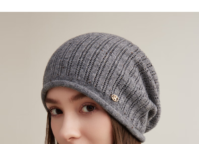 CACUSS Women's Wool Hat, Lightweight Spring And Autumn Knitted Cap, Fashionable Slouchy Hat, Face-Slimming Knitted Beanie for Women, Beige 11