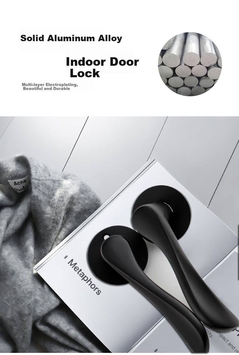 BLOSSOM Interior Bedroom Door Lock, Quiet Noise Reduction Lock Body, Copper Core Brass Key Door Lock, 268 Black 1
