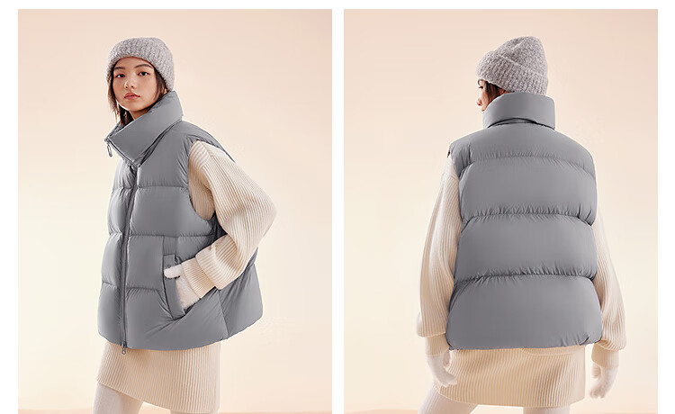 BOSIDENG 25 Years Winter Women's 90% Down Thickened Hooded Loose Short Casual Versatile Warm Vest 4