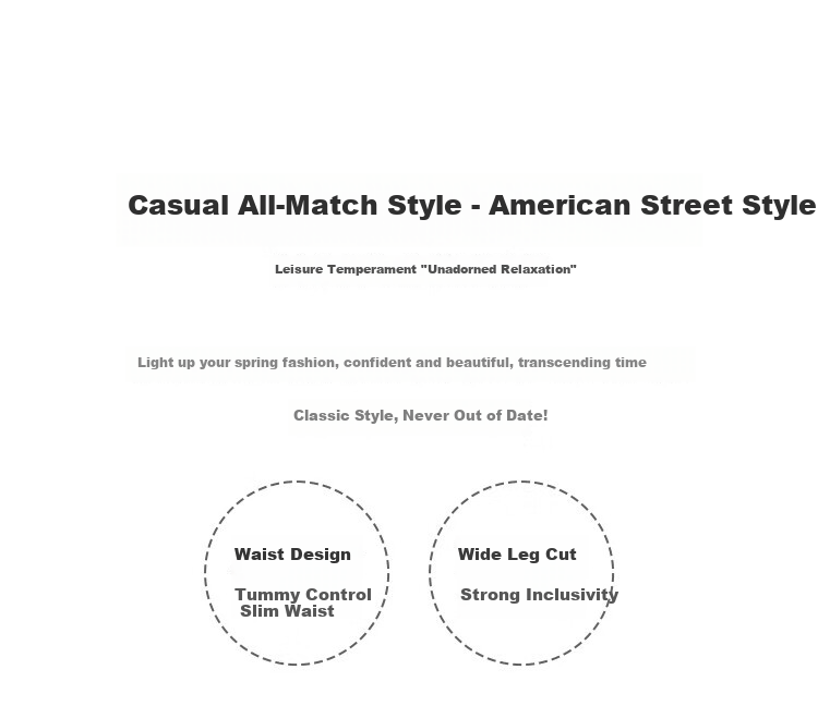 MT American Street Style Denim Jeans Spring Autumn Simple Loose White Cotton Wide-Leg Pants Off-White L 4