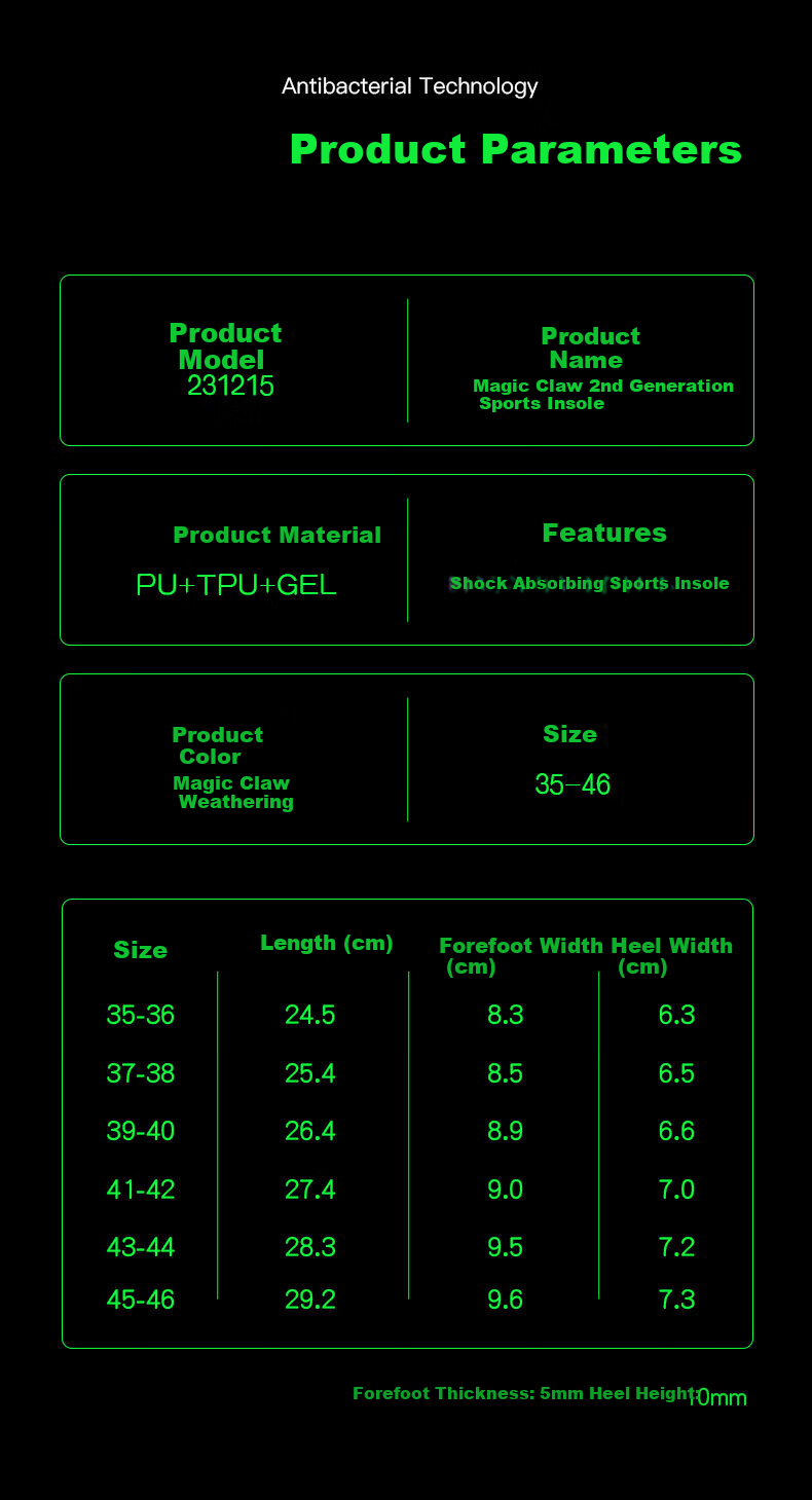 Maigaole Badminton Special Insoles, High Anti-Twist, Strong TPU Support, Arch Support, Non-Slip, Highly Elastic Claw Pattern, Size 45-46 11