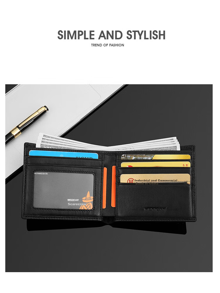 MEXICAN Wallet, Men's Lambskin Billfold, Short Crossbody Style, Multiple Card Slots, High-End Gift Box, Birthday Present for Men And Fathers 4